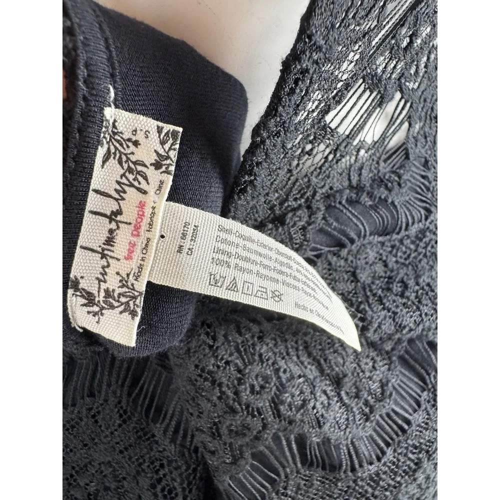 Free People Daydream Lace Slip Dress Black Open Back Sz S Cocktail Romantic Goth - Picture 5 of 5